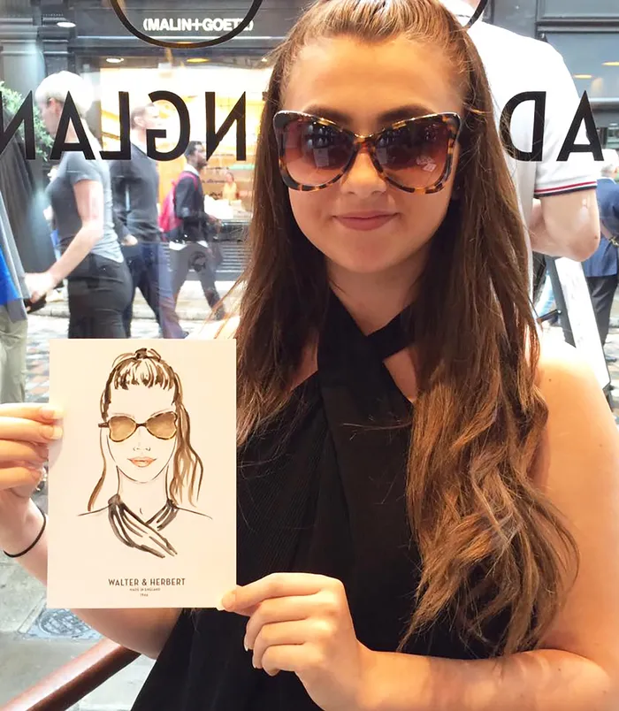 Illustrating woman in sunglasses – Walter & Herbert live event