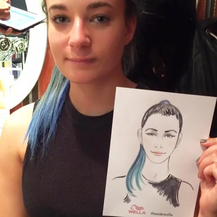 Live portrait of woman at Wella event
