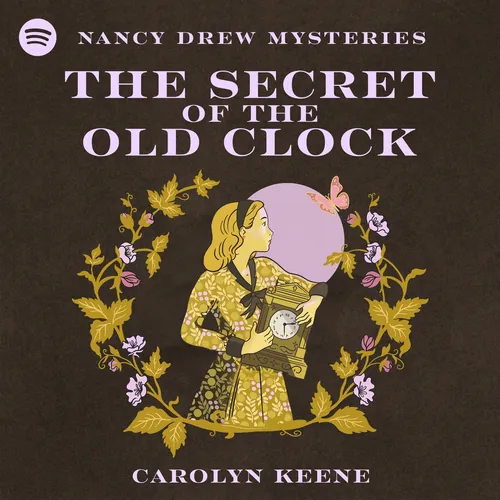 Nancy Drew holding a clock surrounded by floral wreath Alison Kerry