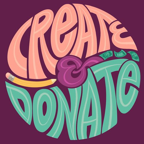 Conceptual lettering of create & donate