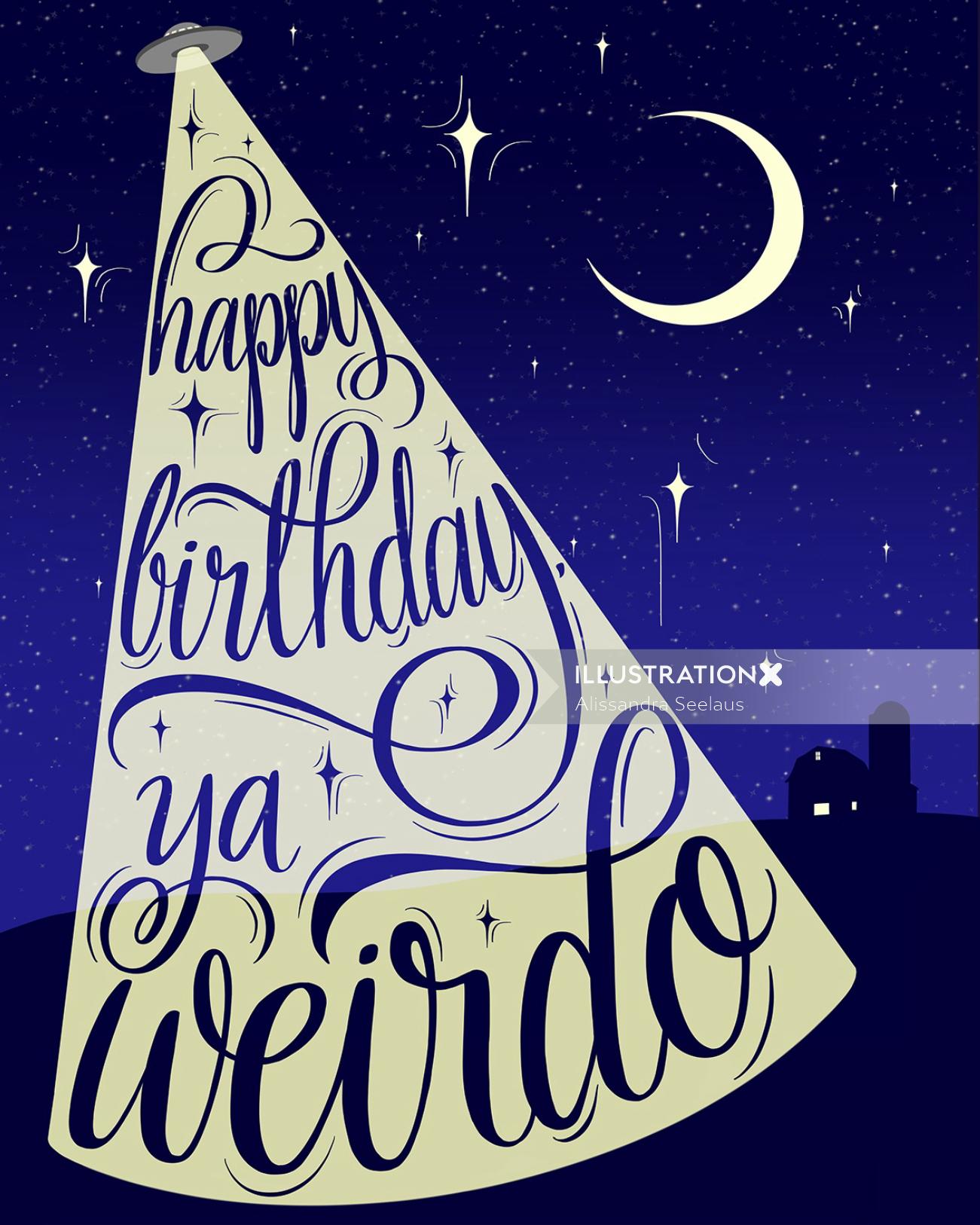 Desenho de cartaz de letras de feliz aniversário