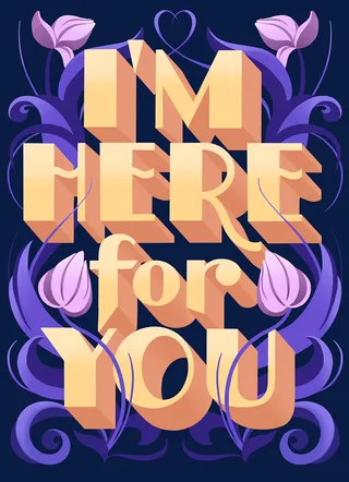 Lettering art of i'm here for you 