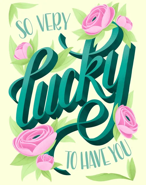 Hand lettering od so very lucky to have you 