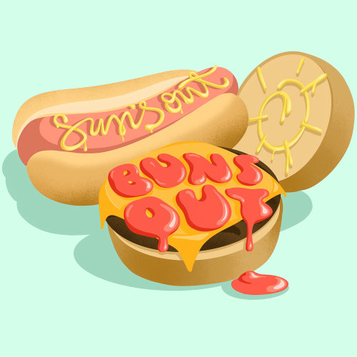 Illustration alimentaire des soleils sur les petits pains