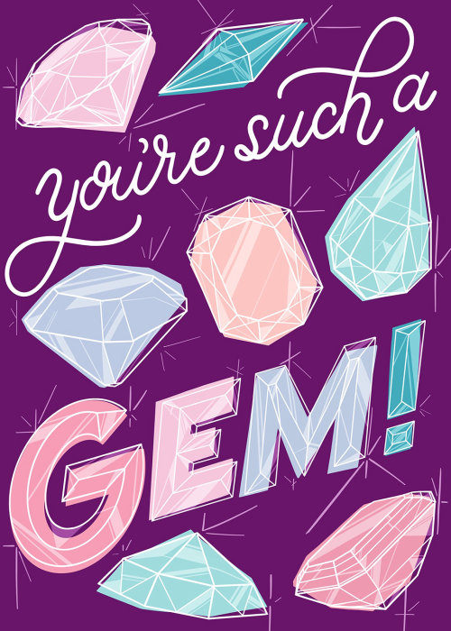Graphic lettering of you're such a gem