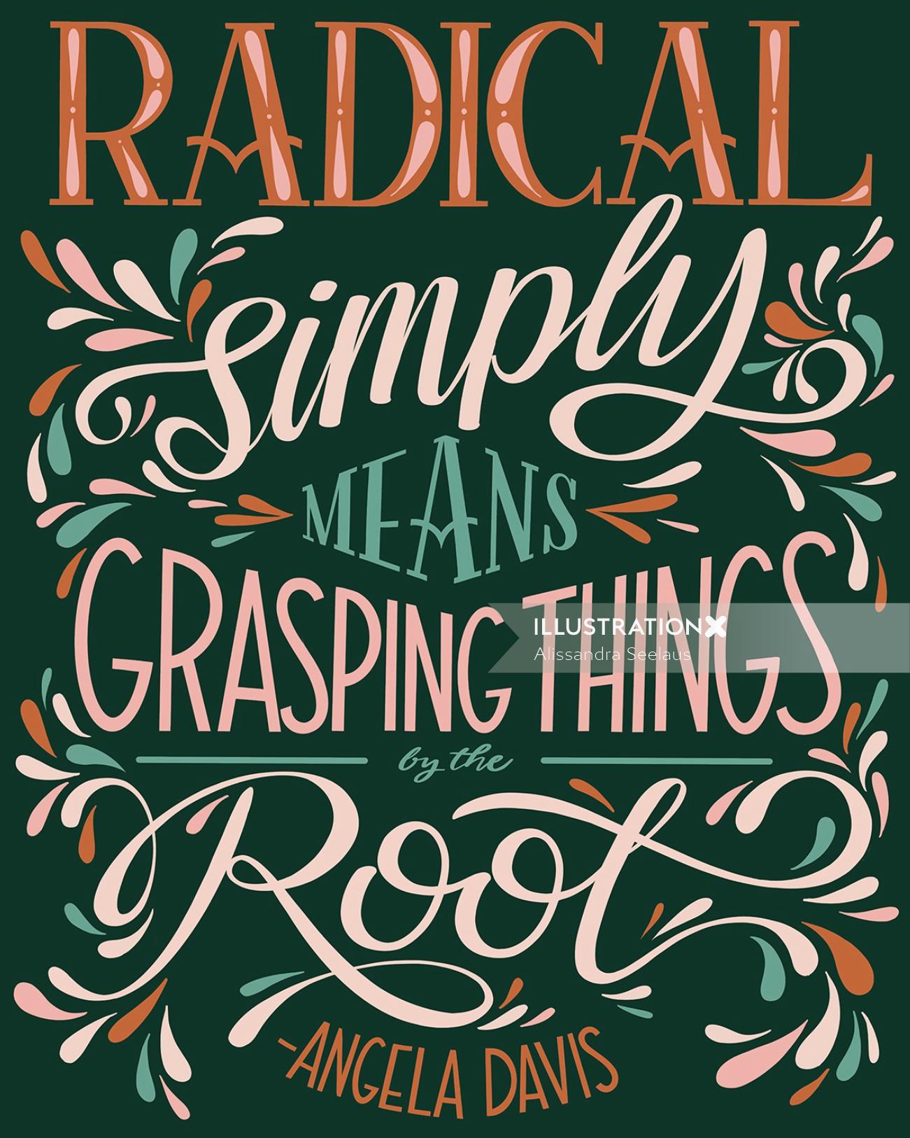 Lettering art of grasping things 