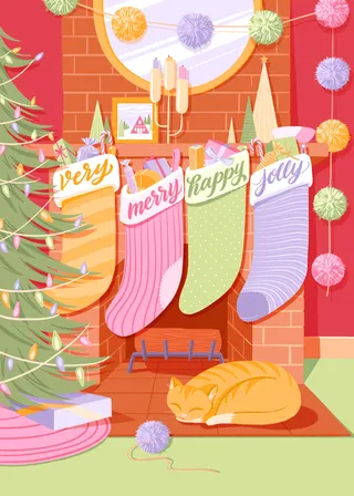 Graphic stockings Very merry happy jelly
