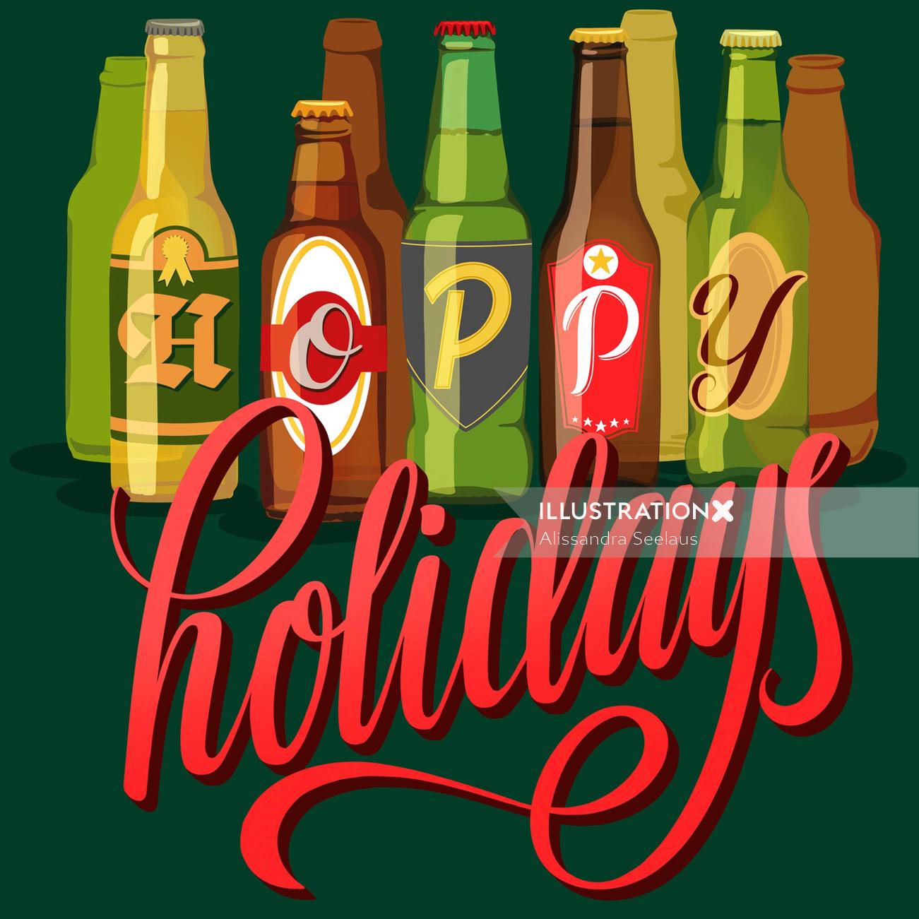 Graphic lettering Hoppy Holidays
