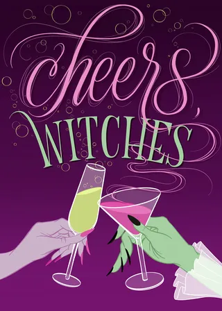 Graphic lettering Cheers witches
