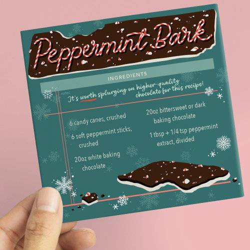 Decorative Pappermint Bark recipe card design