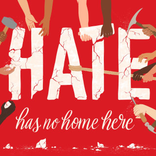 Lettering Hate no tiene hogar aquí
