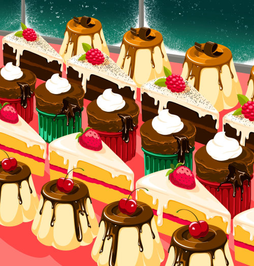 Digital illustration of pastries for advertising campaign