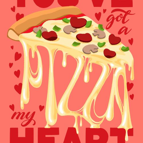 Trader Joe's Valentine with Pizza Illustration