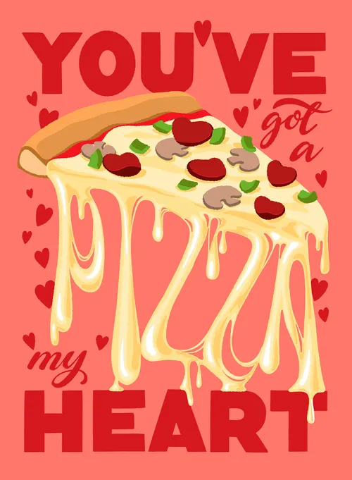 Trader Joe's Valentine with Pizza Illustration