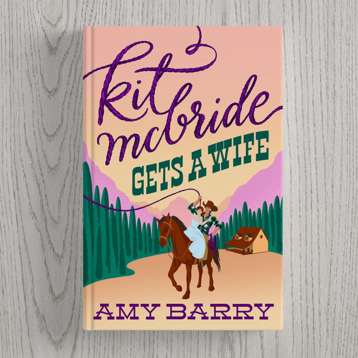 Cover lettering for "Kit McBride Gets a Wife" book