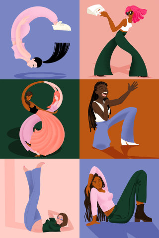Digital artwork of "letter ladies" by Alissandra Seelaus