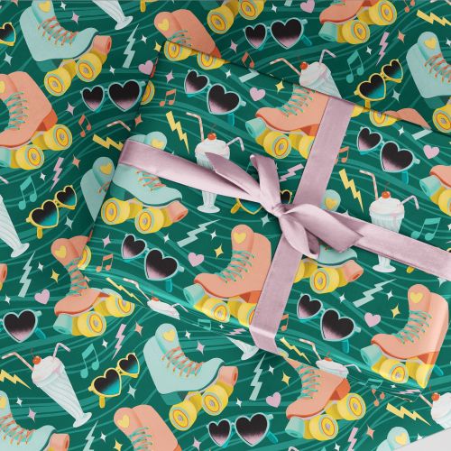 Playful retro roller skates, heart sunglasses, and milkshakes by Alissandra Seelaus