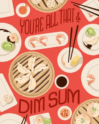 Dim sum dishes with shrimp, dumplings and chopsticks by Alissandra Seelaus