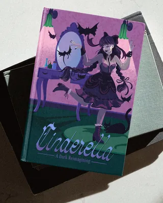 Book cover of dark Cinderella with gothic girl and bats