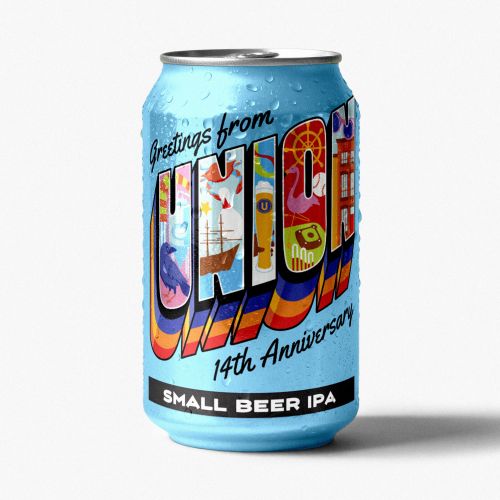 Small Beer IPA 14th Anniversary can design by Alissandra Seelaus