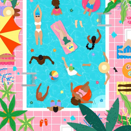 A poolside "Pool Day" pop art graphic