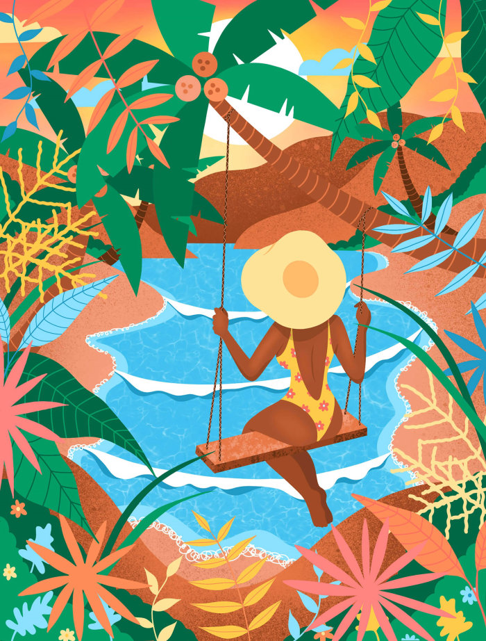 Editorial illustration about "Swingin' Paradise"