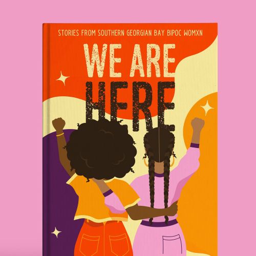 Book jacket design for "We Are Here"