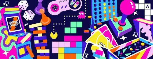 Collage of retro 80's and 90's games