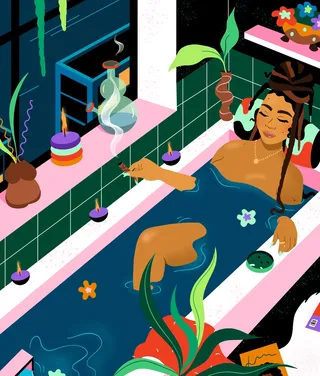 An African lady unwinds in the tub