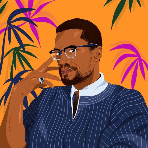 Vector-style portrait of Malcolm X