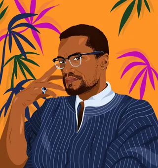 Vector-style portrait of Malcolm X