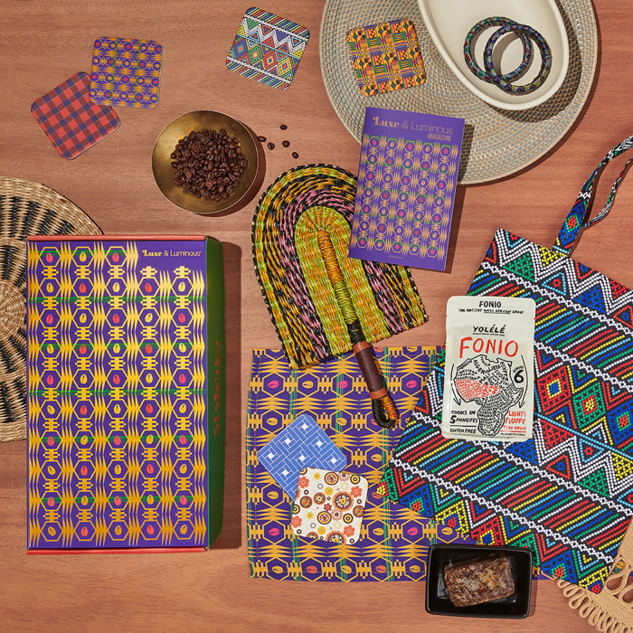 Colorful African patterns printed on coasters