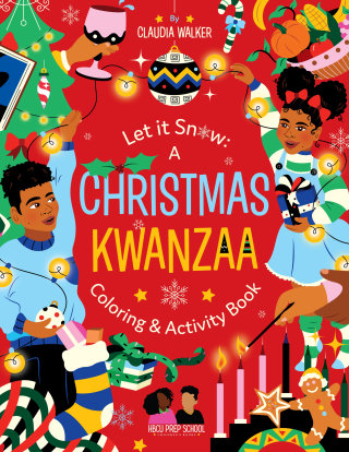 Arte de la portada del libro para colorear Kwanzaa navideño para niños