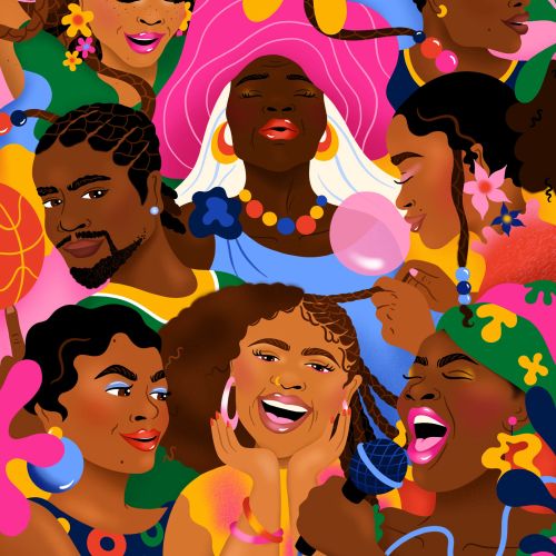 Lively montage showcasing diverse black characters