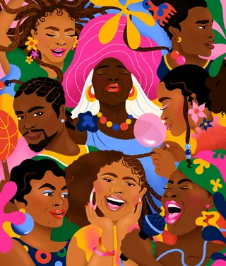 Lively montage showcasing diverse black characters