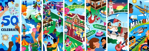 Anniversary mural artwork commissioned by the City of Mississauga