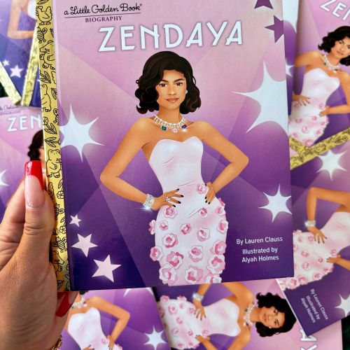 Cover of Zendaya children's book with illustration of Zendaya in pink dress