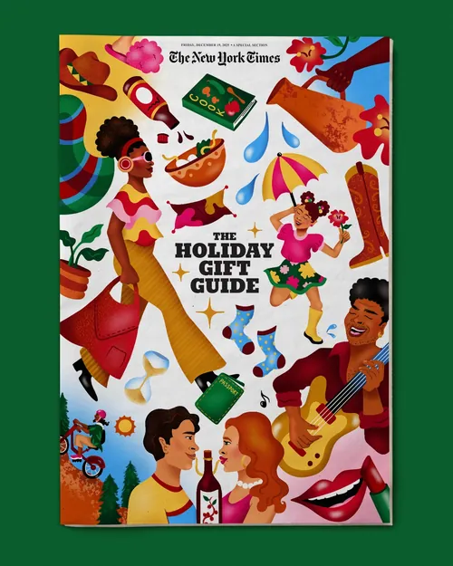 Colorful illustration for The New York Times Holiday Gift Guide by Alyah Holmes