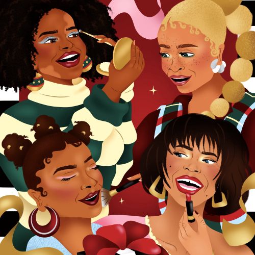 Illustration of diverse women with makeup in Sephora campaign by Alyah Holmes