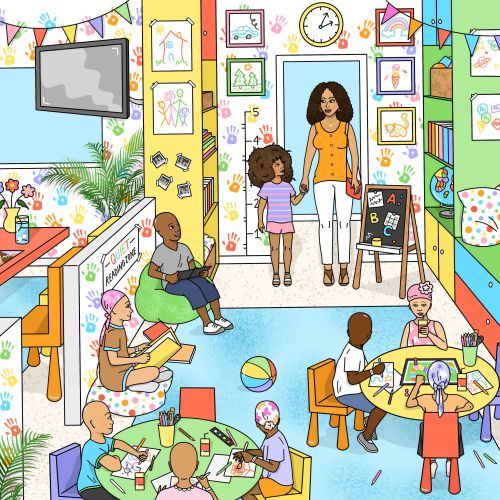 Picture of a hospital playroom from the novel "Bushyhead"