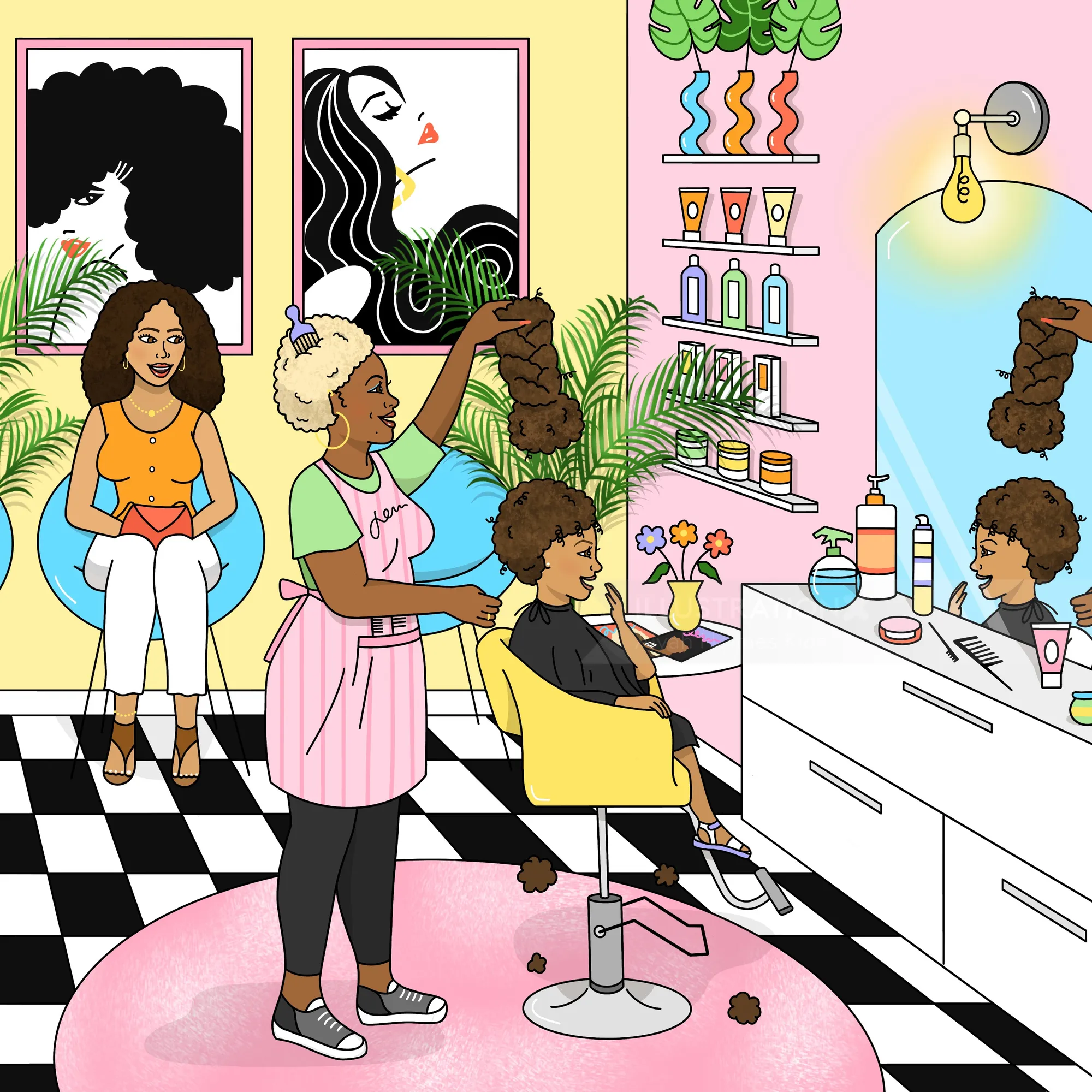 Little girl having her hair chopped for the book Bushyhead