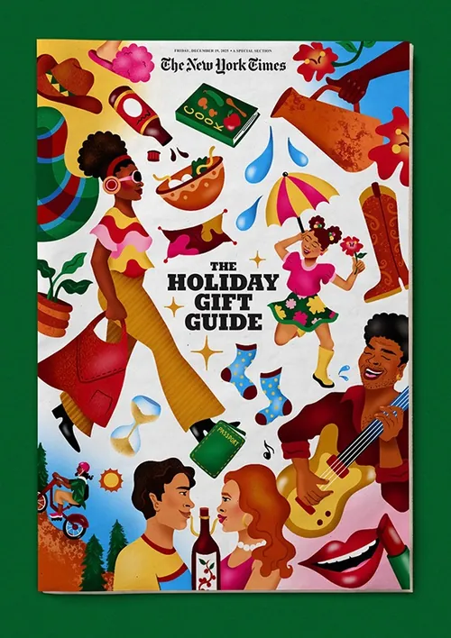 Colorful holiday gift collage with music, food, and festive elements by Alyah Holmes Kids
