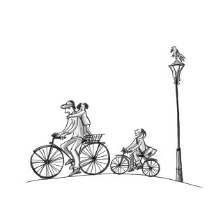 Line art of riding cycle 