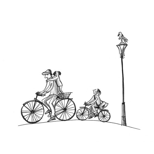 Line art of riding cycle 