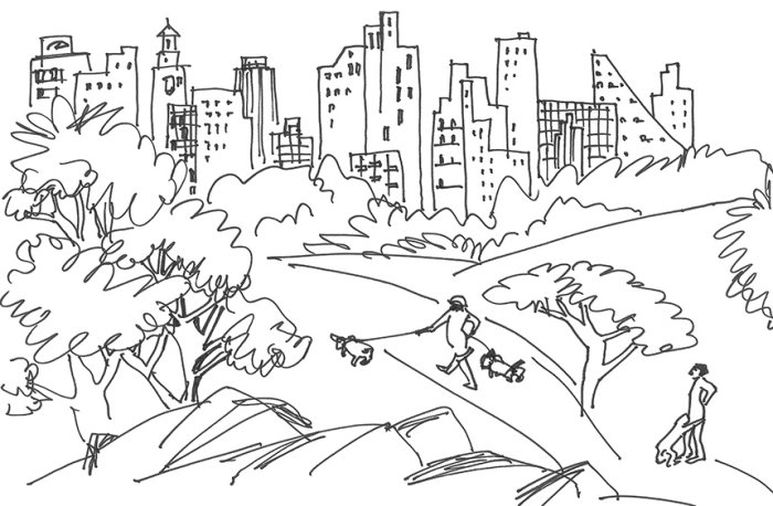 Ilustração de linha do central park