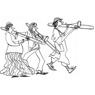 Brass trio musicians line drawing