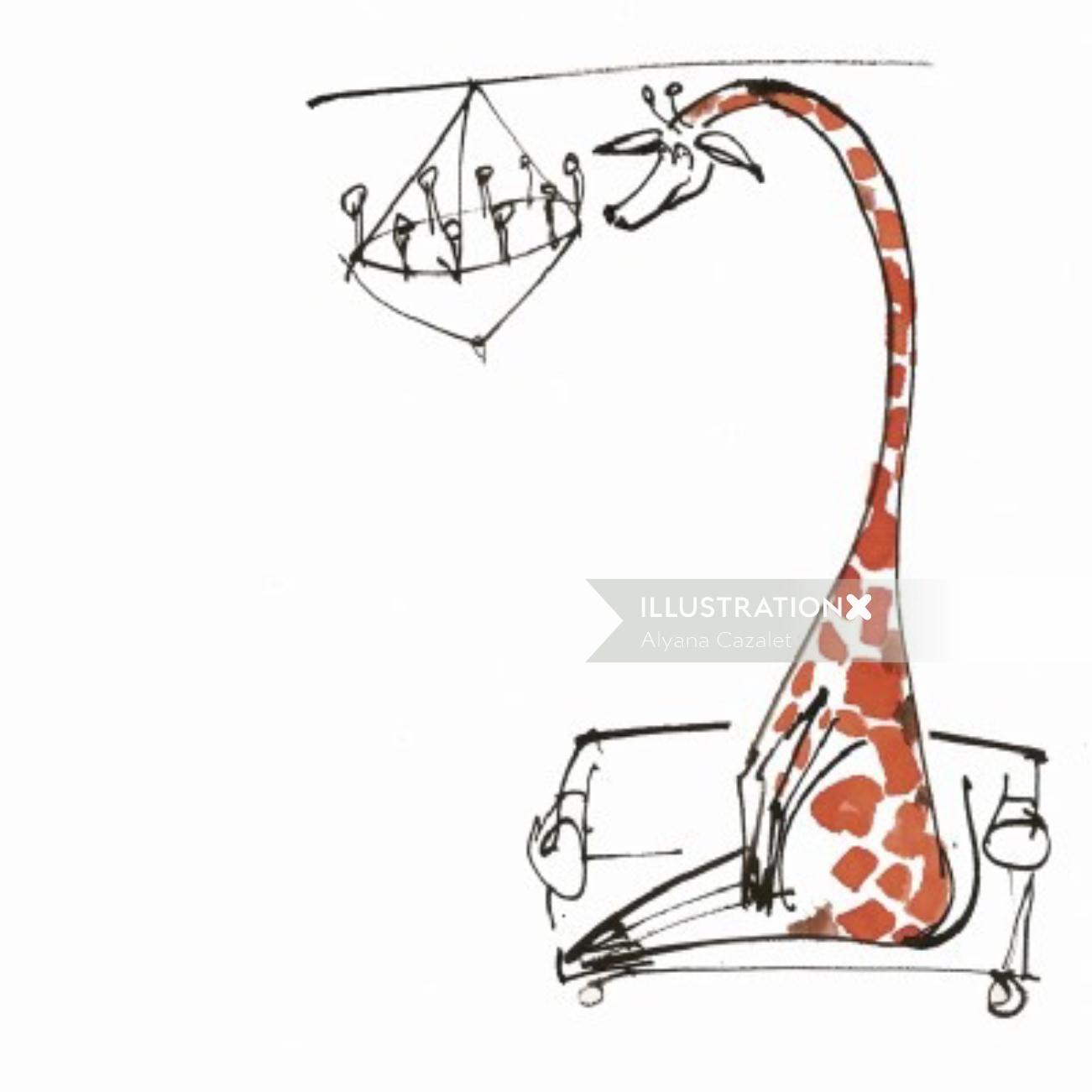 Illustration de girafe comique par Alyana Cazalet