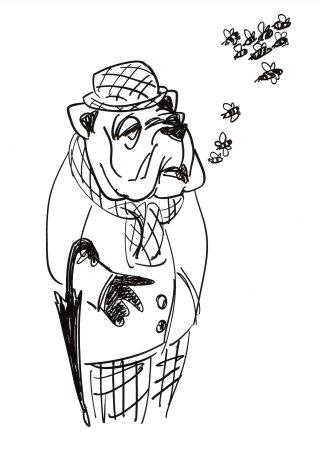 Caricature d&#39;homme avec visage de chien