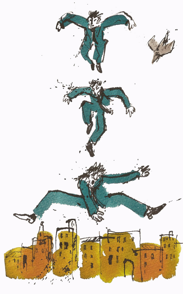 Man jumping illustration by Alyana Cazalet