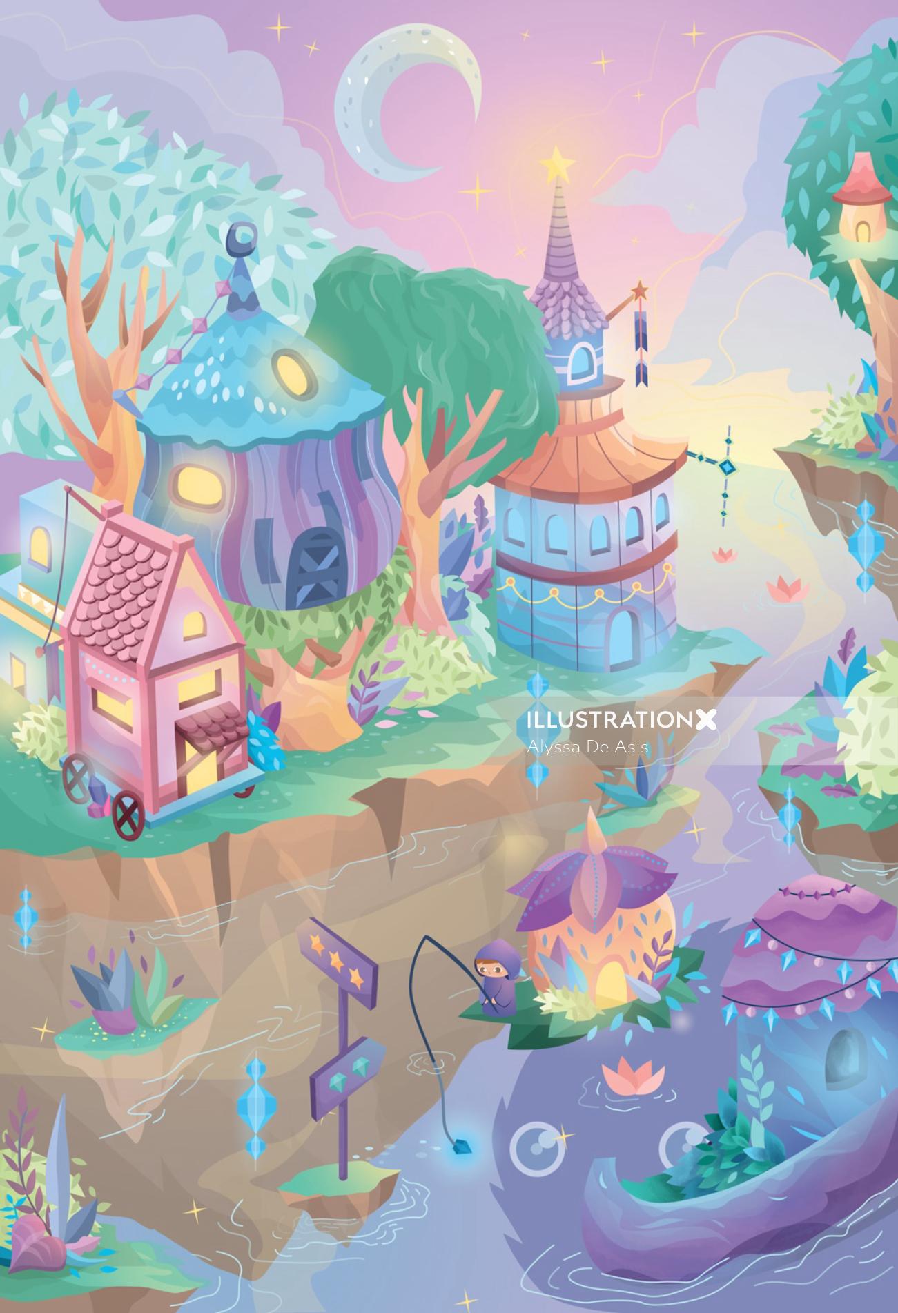 Fantasy illustration of magical world